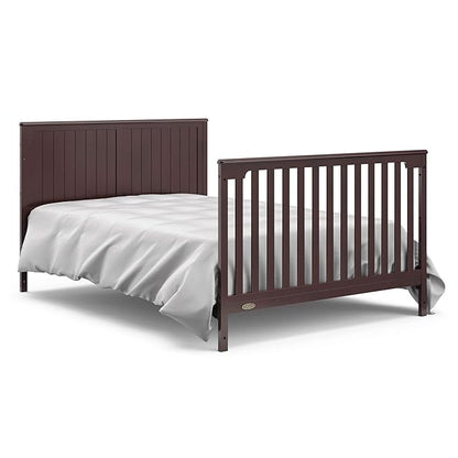 Graco Hadley 5-in-1 Convertible Crib & Changer (Espresso) – GREENGUARD Gold Certified, Fits Standard Crib Mattress, Converts to Toddler Bed and Full Bed, 4 Adjustable Mattress Heights