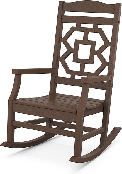 Martha Stewart by POLYWOOD® Chinoiserie 3-Piece Rocking Chair Set in Mahogany