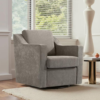 UIXE Swivel Accent Chairs Set of 2, Chenille Upholstered Arm Chair for Living Room, Modern Club Armchair Comfy Single Sofa Bedroom Reading Seat with Lumbar Pillow - Sand