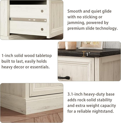 Farmhouse 7 Drawer Dresser for Bedroom, 55 Inch Wide Modern White Dresser TV Stand with Large Drawers & Bar Handles, Rustic Wood Chest of Drawers for Bedroom, Living Room, Hallway, Entryway.