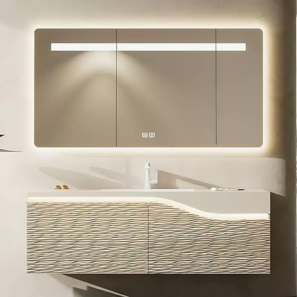 44in Elegant Modern Luxury Bathroom Vanity with Sink - Wall Mounted Solid Wood Cabinet & Smart LED Defogging Mirror | Single Sink Bathroom Cabinets