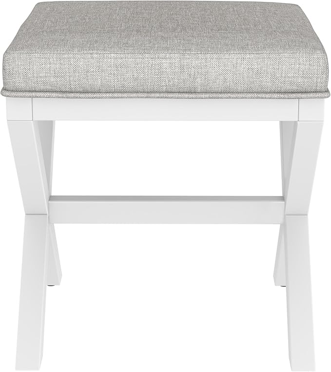 Hillsdale Somerset Backless Wood Vanity Stool for Makeup Room or Bathroom, White