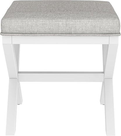 Hillsdale Somerset Backless Wood Vanity Stool for Makeup Room or Bathroom, White