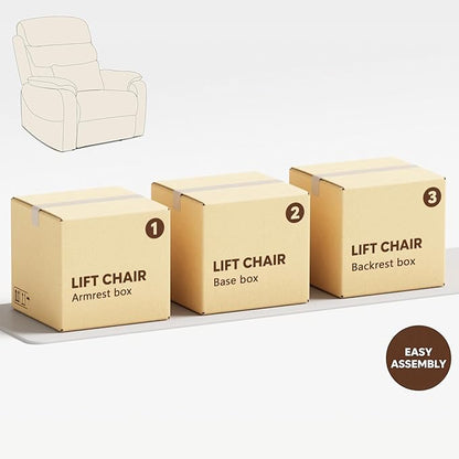 Power Lift Recliners Chairs for Elderly Adults Lay Flat Recliner with Heat & Massage, Wireless Charging Device, USB Ports, Cup Holder, Lumbar Pillow, 400Lbs (Velvet Fibric,Beige)