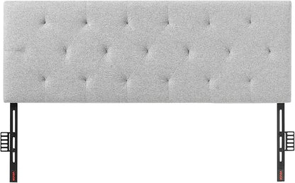 VEVOR Headboard, Full Size Headboard with Adjustable Height, Comfortable Diamond Tufted for Full Size Bed, W 56.3 x H（35.6-47.4） inches, Ideal for Bedroom, Hotel, Homestay, Dormitory, Light Grey