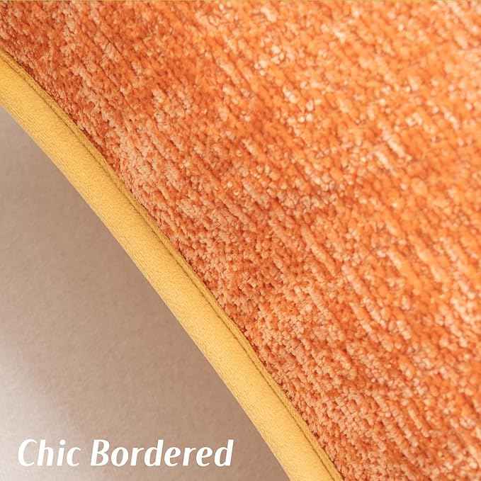 FUTEI Orange Chenille Throw Pillow Covers 12x20 Inch Set of 2,Soft Cozy Bound Edge Design Lumbar Pillow Cases,Home Decor for Couch Bed Living Room