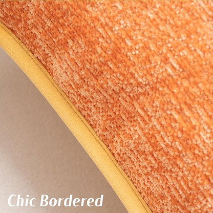 FUTEI Orange Chenille Throw Pillow Covers 22x22 Inch Set of 2,Soft Cozy Bound Edge Design Cushion Case,Home Decor for Couch Bed Living Room