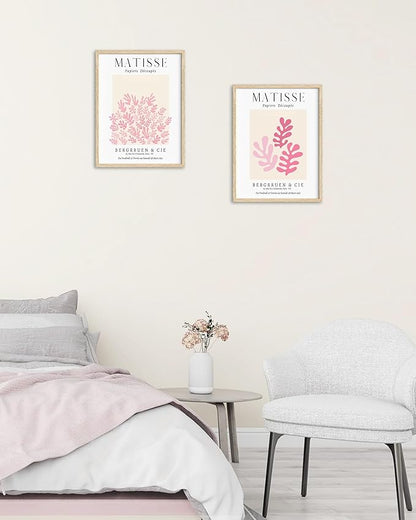HesenDot Unframed Matisse Pink Wall Art,12x16in Canvas Prints Poster,Set of 3 Modern Abstract Wall Decor Posters,Minimalist Home Decoration for Living Room Bedroom Office