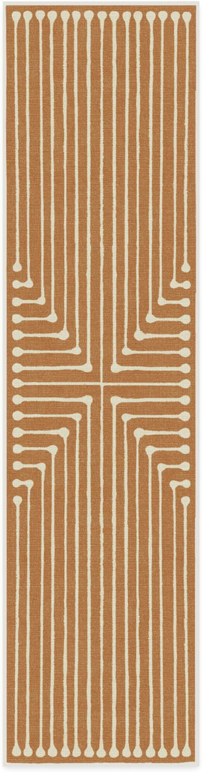 RUGGABLE x Jonathan Adler Machine Washable Modern Runner Rug – Inkdrop Copper 2.5x12, Stain-Resistant, Non-Slip – Washable Rug for Hallway, Entryway, Living Room & Kitchen–with Standard Pad
