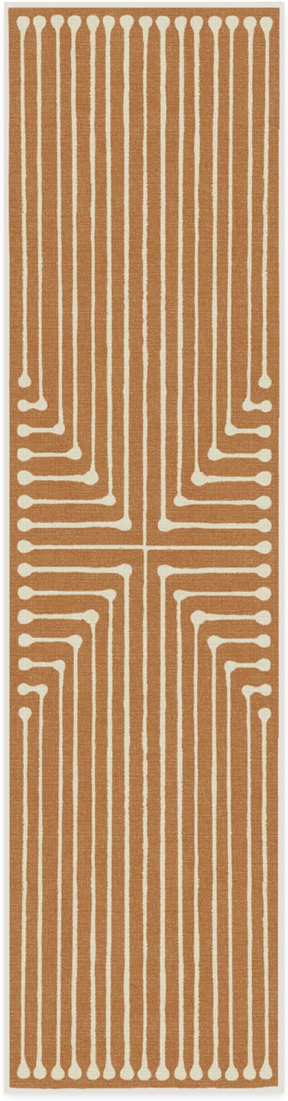 RUGGABLE x Jonathan Adler Machine Washable Modern Runner Rug – Inkdrop Copper 2.5x10, Stain-Resistant, Non-Slip – Washable Rug for Hallway, Entryway, Living Room & Kitchen–with Cushioned Pad