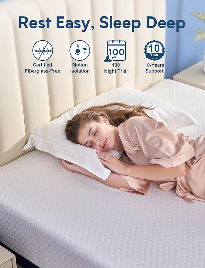 King Mattress Firm, 12 Inch Cooling Gel Memory Foam Mattress, Back Pain Relief, Cooling Ice Silk Cover, Bed Mattress in Box, CertiPUR-US Certified