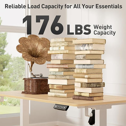 55 x 24 Inch Electric Standing Desk Adjustable Height,Sit Stand Up Desk with Wheels,Home Office,Rising Desk,Computer Workstation, Gaming Work (Spliced Desktop,Oak)
