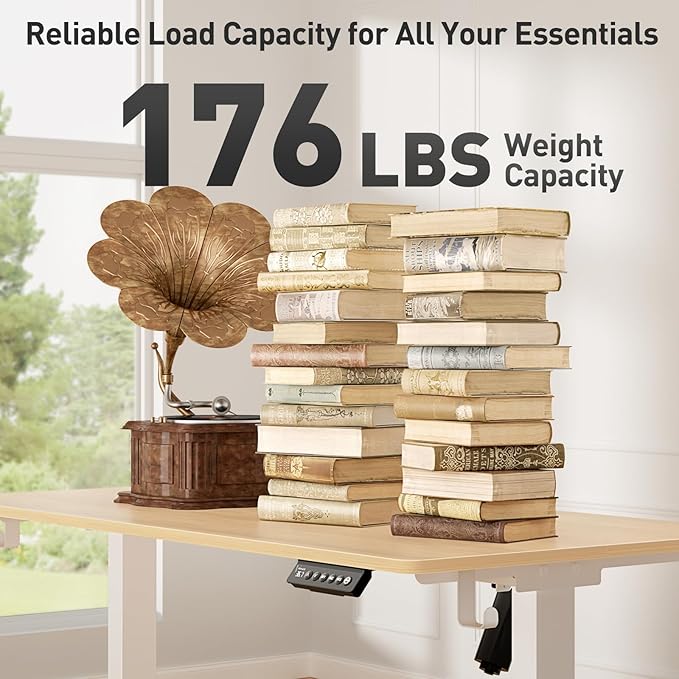63 x 28 Inch Electric Standing Desk Adjustable Height, Sit Stand Desk, Stand up Desk for Home Office, Computer Workstation (Spliced Desktop,Oak)
