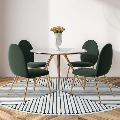 RUGGABLE x Jonathan Adler Machine Washable Area Rug – Inkdrop Slate Blue 6 ft Round, Stain-Resistant, Non-Slip – Medium Rugs for Living Room, Bedroom, Hallway, Entryway & Office–with Cushioned Pad