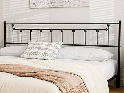 Metal California King Size Headboard - Adjustable Height - Victorian Farmhouse Style, Easy Assembly, Attach Frame, Steel Cal King Headboard Only for Bedroom, Black