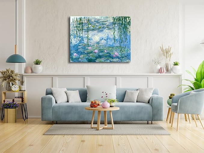 Wieco Art Water Lilies by Claude Monet Paintings Reproduction Canvas Prints Giclee Artwork for Wall DecorModern Canvas Wall Art for Home and office Decoration