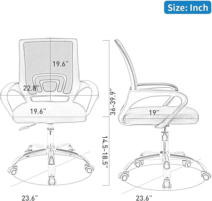 Bonzy Home Ergonomic Office Chairs Set of 6, Rolling Conference Chair with Wheels, Mesh Computer Desk Chair with 360°Swivel, Height Adjustable, 6 Pack