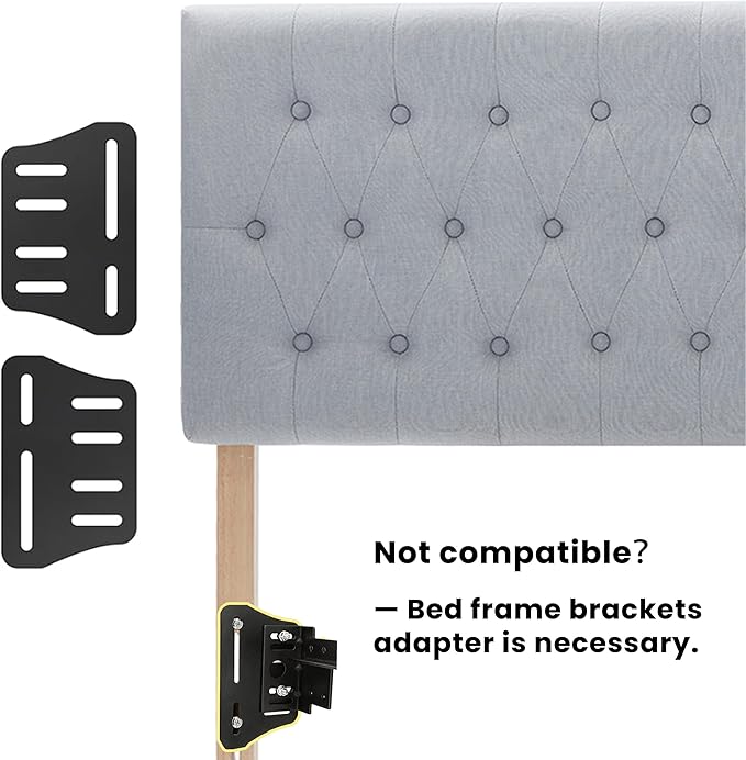 Kingfun Tufted Upholstered Queen Size Bed Headboard in Modern Button Design, Adjustable Solid Wood Head Board, Premium Linen Fabric Padded Headboards in Bedroom (Smoky Grey)