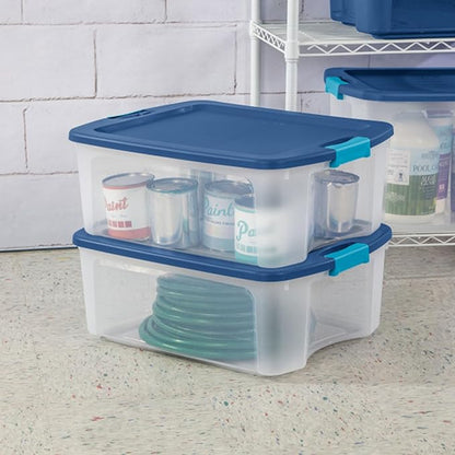 Sterilite 6-Pack Latch and Carry, Clear Plastic Storage Bins with Latching Lids and Full-Grip Handles, 12 Gallon