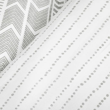 Lush Decor Hygge Geo Reversible 3 Piece Cotton Duvet Set, King, Gray & White