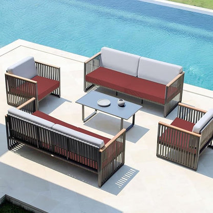 Easy-Going Waterproof Patio Cushion Covers ONLY Cover 27x25x5 inch 2 Pack Replacement Non-Slip Outdoor Seat Cushion Slipcover with Zipper. Wine