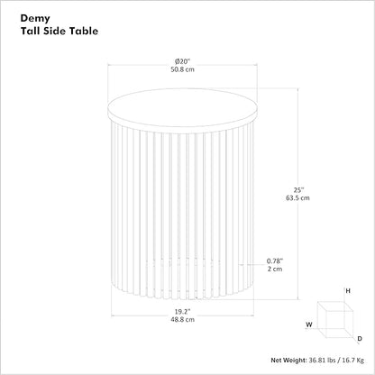 SIMPLIHOME Demy 20 inch Wide Tall Side Table in Natural Solid Mango Wood/Black Metal, Slim Round Accent Table for Living Room, Bedroom, or Entryway, Industrial Style Assembled