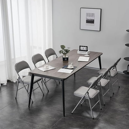 8 Pack Grey Folding Chairs with Padded Seats, Portable Stackable Foldable Chairs for Indoor and Outdoor, Commercial Seat with Metal Frame for Events Office Wedding Party, 330lbs Capacity