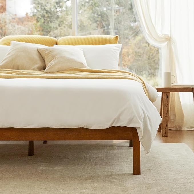 LIFEMENT Classic Wood Platform Bed Frame, Essential, Noise Free, Under Bed Storage, No Box Spring Needed, Easy Assembly (Cherry, Full)