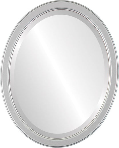OVALCREST Oval Beveled Wall Mirror for Home Decor - Toronto Style - Silver Spray - 22" x 18"