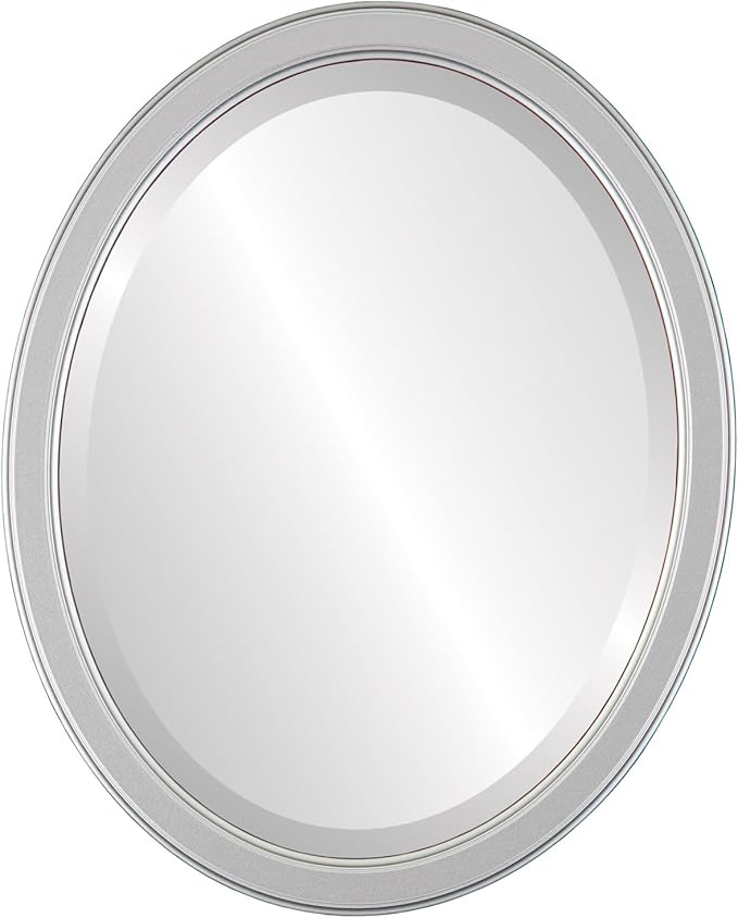OVALCREST Oval Beveled Wall Mirror for Home Decor - Toronto Style - Silver Spray - 18" x 14"