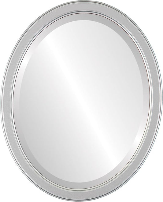 OVALCREST Oval Beveled Wall Mirror for Home Decor - Toronto Style - Silver Spray - 26" x 20"