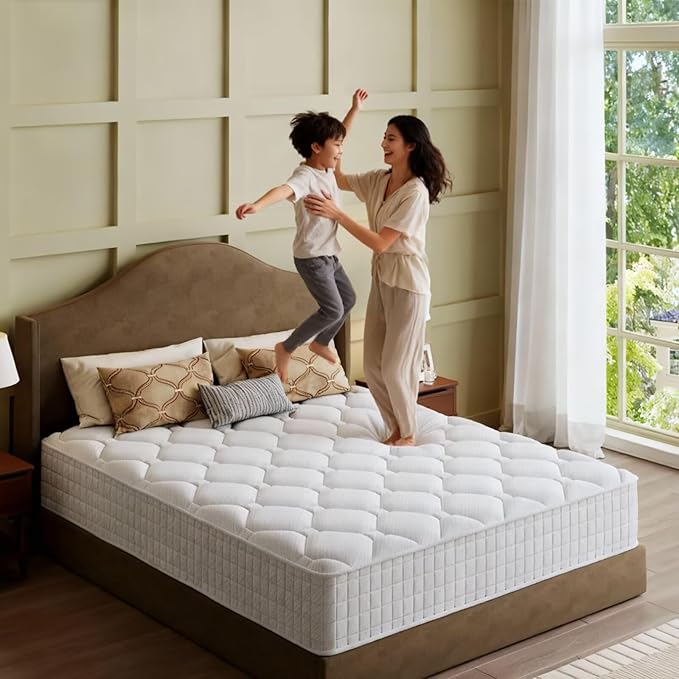 Queen Mattress, 10 Inch Hybrid Memory Foam Mattress in a Box, Cooling Gel for Pressure Relief & Back Pain Support, CertiPUR-US Certified, Medium Firm Bed, Fiberglass Free, Breathable Comfort Sleep