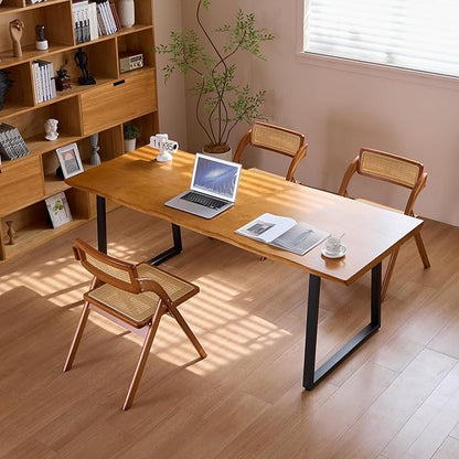 Modern Solid Wood Executive Desk – Spacious and Minimalist Home Office Workstation Perfect for Writing and Professional Use (Light Brown, 47in)