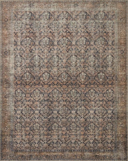 Loloi Amber Lewis Billie Collection, Ink & Salmon 2'-6" x 7'-6" Area Rug – Antique & Distressed Accent Rugs for Living Room, Bedroom, Entryway & Hallway, No Shed High Traffic Area Home Decor Rug