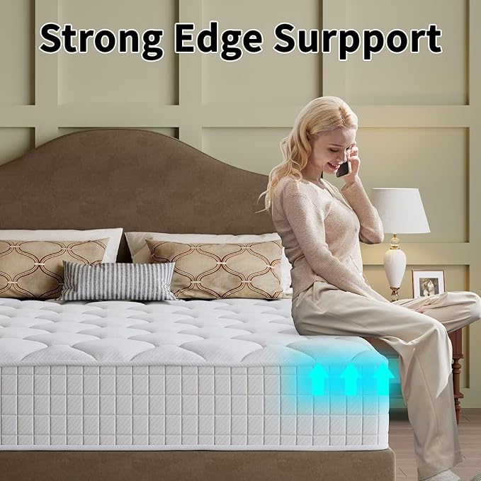 King Mattress, 10 Inch Hybrid Memory Foam Mattress in a Box, Cooling Gel for Pressure Relief & Back Pain Support, CertiPUR-US Certified, Medium Firm Bed, Fiberglass Free, Breathable Comfort Sleep