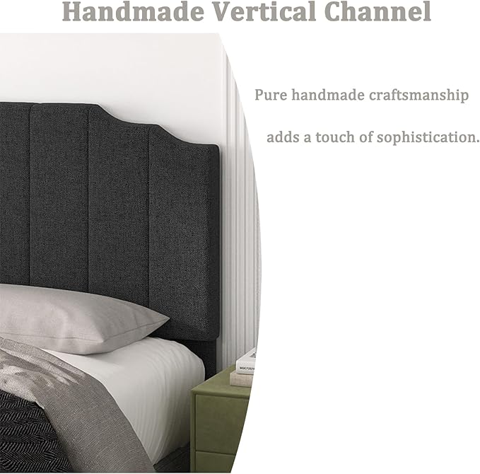 King Size Headboard Only, Linen Wall Mounted Headboard King for Adjustable Bed Modern Upholstered Head Board Easy Assembly, Dark Gray