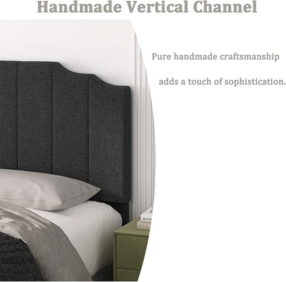King Size Headboard Only, Linen Wall Mounted Headboard King for Adjustable Bed Modern Upholstered Head Board Easy Assembly, Dark Gray