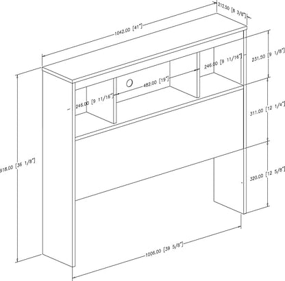 South Shore Spark Bookcase Headboard with Storage, Twin 39-inch, Chocolate