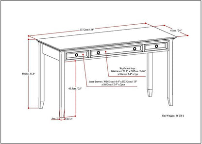 SIMPLIHOME Amherst Desk - 54-Inch Wide Solid Wood Writing Desk in Distressed Grey, Transitional Home Office Computer Table for Workspace or Study with 2 Drawers and Flip-Down Keyboard Tray