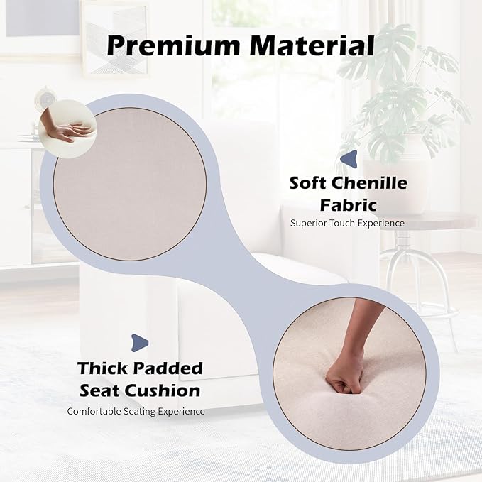 INZOY Swivel Accent Chair Set of 2, Comfy 360° Swivel Chair with Hidden Storage, Upholstered Chenille Square Chair for Living Room Bedroom Small Spaces, Fully Assembled, Beige