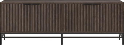 Henn&Hart Fluted TV Stand for TVs up to 78'' with 2 Storage Cabinets and Adjustable Shelves for Living Room, Family Room, or Office, Alder Brown