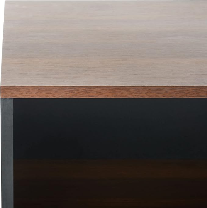SAFAVIEH Merrick TV Stand for up to 45" Flatscreen – Walnut & Black, Open Shelf for Small Spaces & Apartments, Entertainment Media Console (MED9302A)