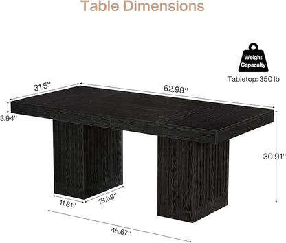 Tribesigns 63-Inch Executive Desk, Modern Office Computer Desk with Heavy Duty Double Pedestal, Large Study Writing Table Business Furniture for Home Office, Black, Set of 2