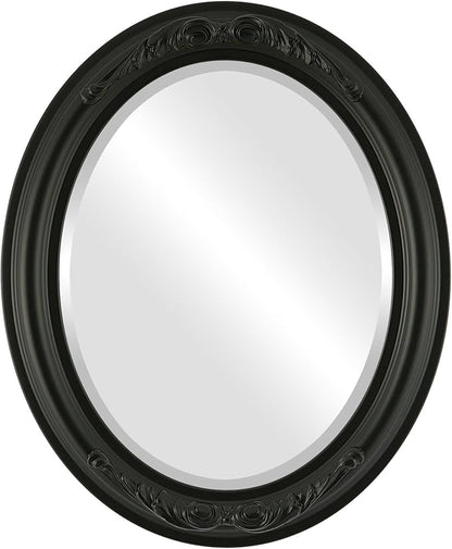 OVALCREST Oval Beveled Wall Mirror for Home Decor - Florence Style - Matte Black - 28" x 24"