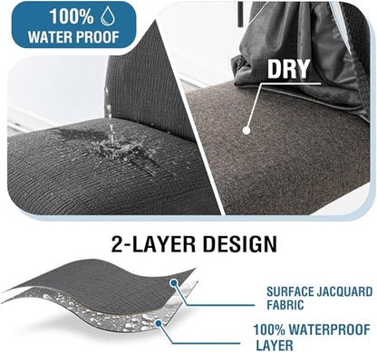 H.VERSAILTEX 100% Waterproof Barstool Covers Slipcovers Stretch Pub Counter Stool Chair Covers Height Stool Seat Covers Removable Stool Covers Jacquard Crizzle Pattern Chair Seat Covers Set Of 4, Grey