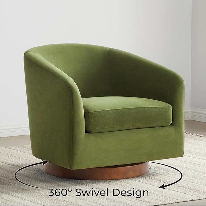 CHITA Swivel Accent Chair, FSC Certified Upholstered Velvet Barrel Chair for Living Room Set of 2, Fully Assembled, Forest Green