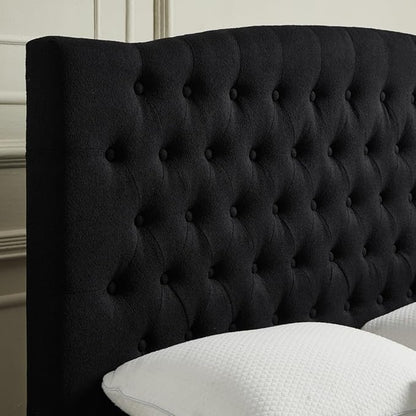 24KF Boucle Upholstered Tufted Button King Headboard and Comfortable Fashional Padded King/California King Size headboard,6025-K-Boucle-Black