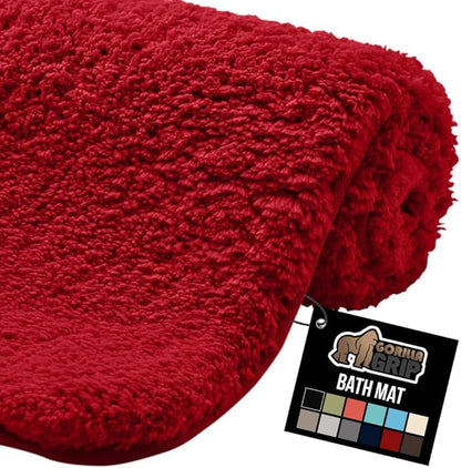 GORILLA GRIP Bathroom Rugs, 42x24, Ultra Soft Absorbent Mat, Thick Plush Bath Rug, Machine Washable, Microfiber Quick Dry, Mats for Shower, Bathtub and Floor, Home Decor Accessories, Red