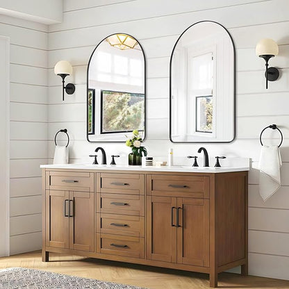 ANDY STAR Arched Mirror, 22 x 30 Inch Black Wall Mirror in Stainless Steel Metal Frame, Arch Top Rounded Corner 1 Inch Deep Set Design Wall Mount Hangs Vertical