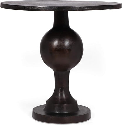 Christopher Knight Home Vintage Aluminum Round Dining Table with Pedestal Base, Table for Dining Set, Suitable for Small Living Areas,Furniture for Kitchen, Dining Room, Party, Raw Bronze